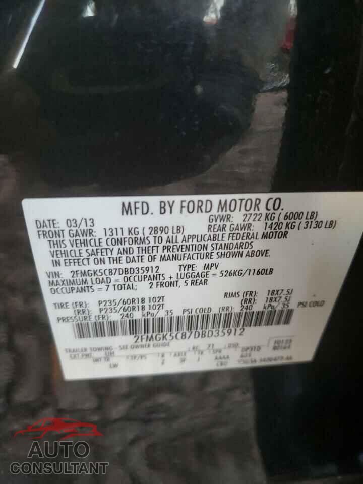 FORD FLEX 2013 - 2FMGK5C87DBD35912