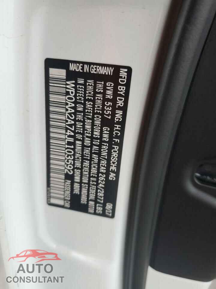 PORSCHE PANAMERA 2018 - WP0AA2A74JL103592
