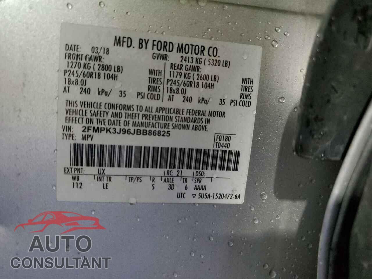 FORD EDGE 2018 - 2FMPK3J96JBB86825
