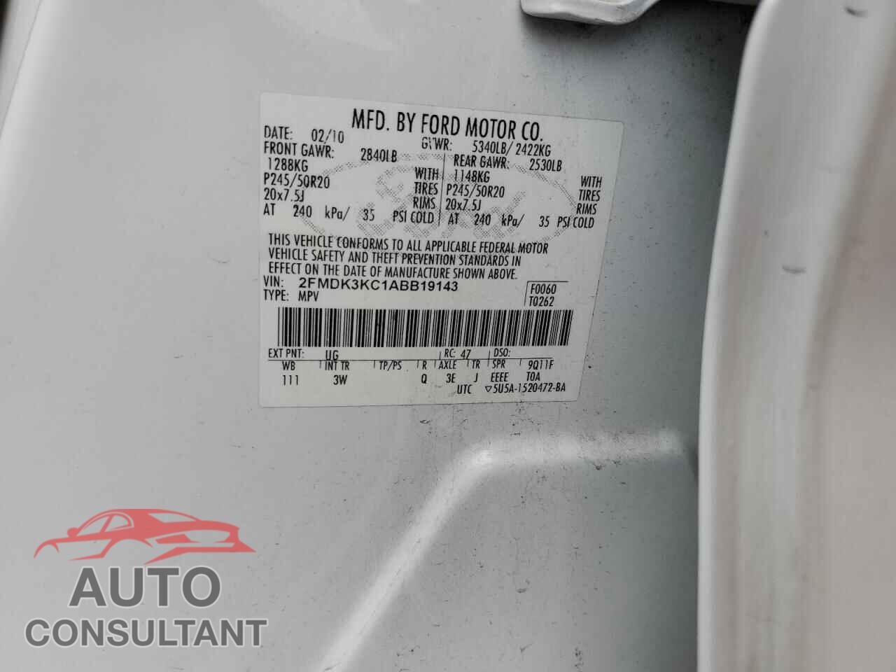 FORD EDGE 2010 - 2FMDK3KC1ABB19143
