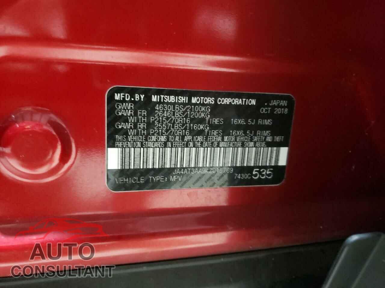 MITSUBISHI ECLIPSE 2019 - JA4AT3AA9KZ015769