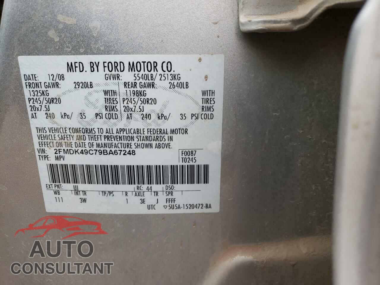 FORD EDGE 2009 - 2FMDK49C79BA67248