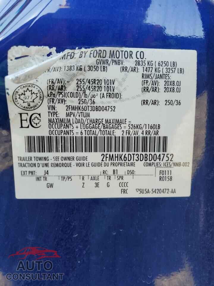 FORD FLEX 2013 - 2FMHK6DT3DBD04752