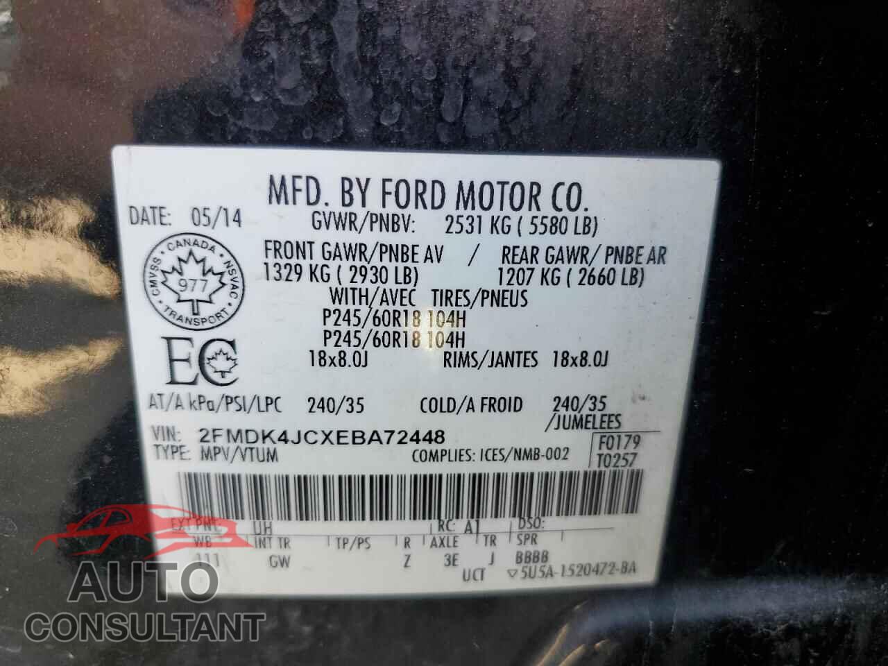 FORD EDGE 2014 - 2FMDK4JCXEBA72448