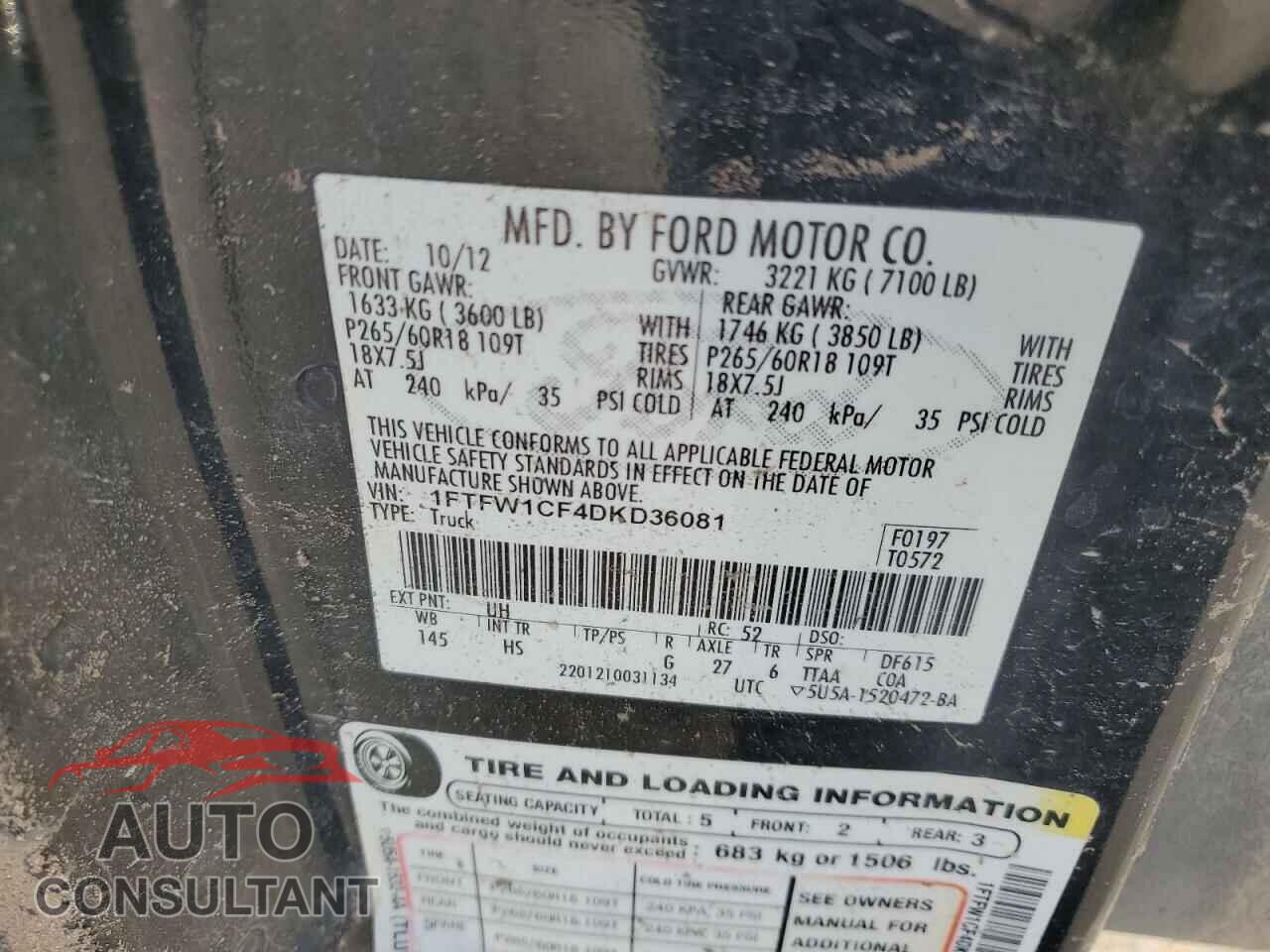 FORD F-150 2013 - 1FTFW1CF4DKD36081