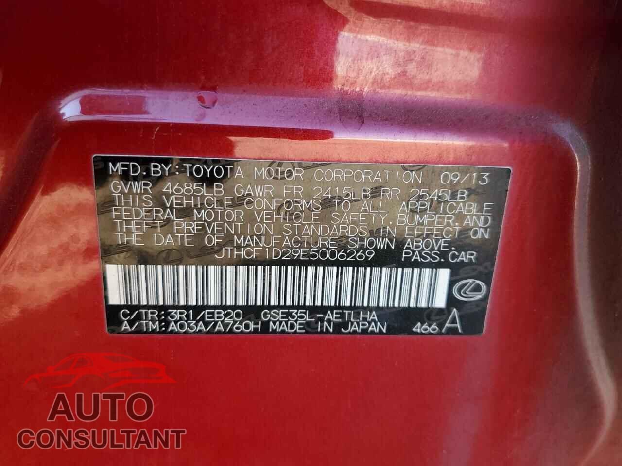 LEXUS IS 2014 - JTHCF1D29E5006269