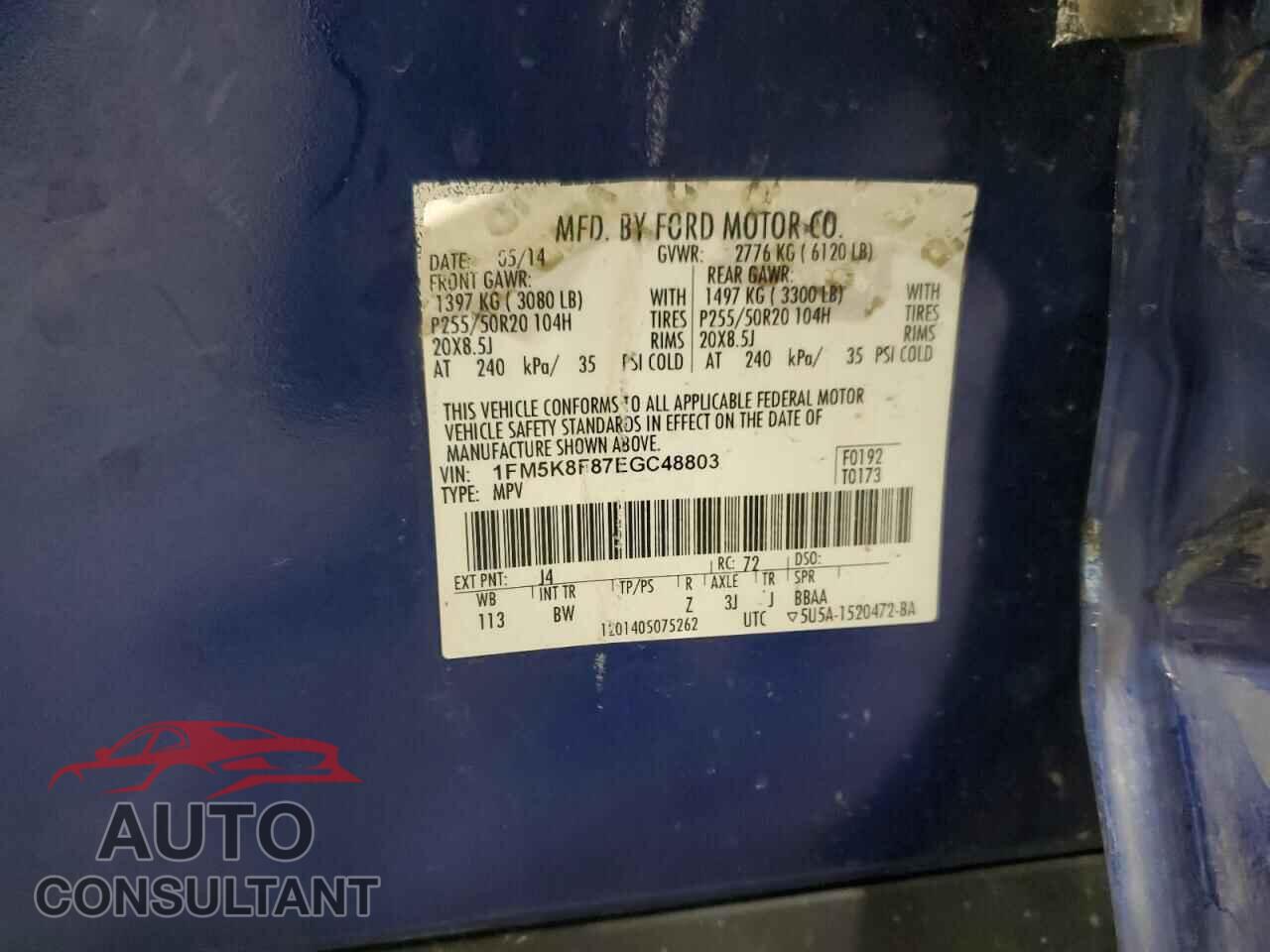 FORD EXPLORER 2014 - 1FM5K8F87EGC48803