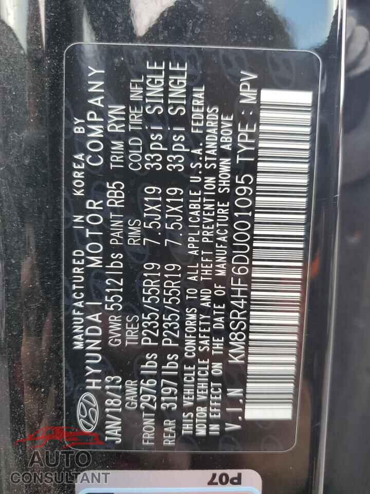 HYUNDAI SANTA FE 2013 - KM8SR4HF6DU001095