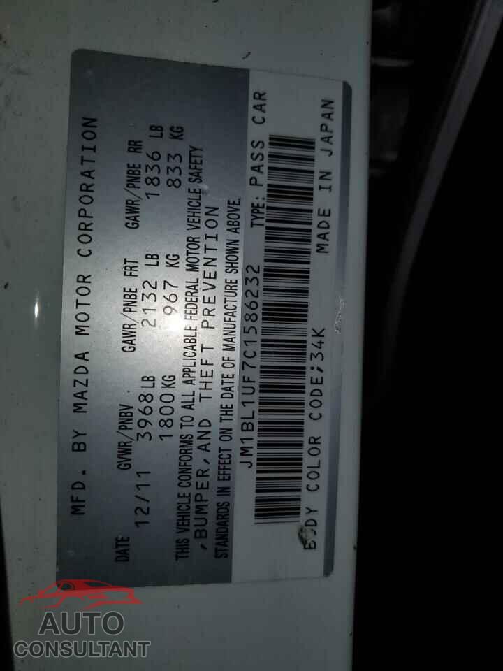 MAZDA 3 2012 - JM1BL1UF7C1586232