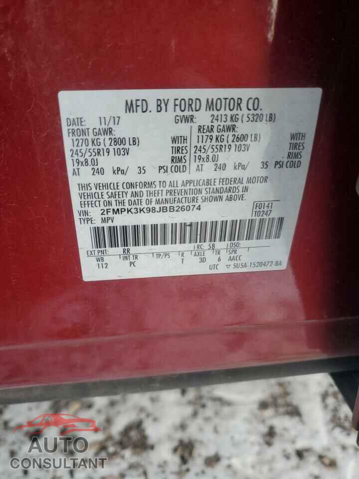 FORD EDGE 2018 - 2FMPK3K98JBB26074