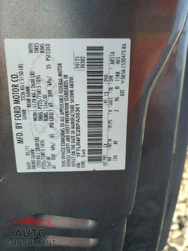 FORD RANGER 2011 - 1FTLR4FE2BPA58361