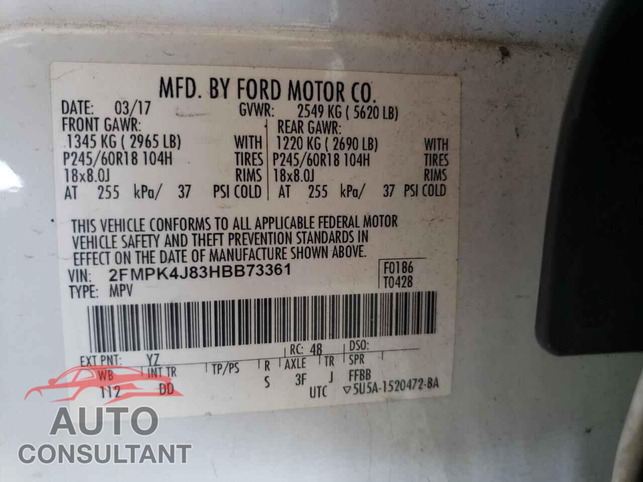 FORD EDGE 2017 - 2FMPK4J83HBB73361