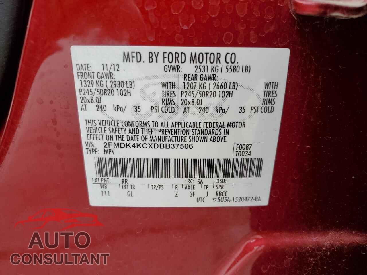 FORD EDGE 2013 - 2FMDK4KCXDBB37506