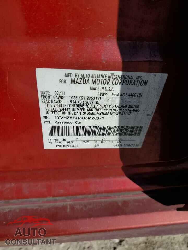 MAZDA 6 2011 - 1YVHZ8BH3B5M20071