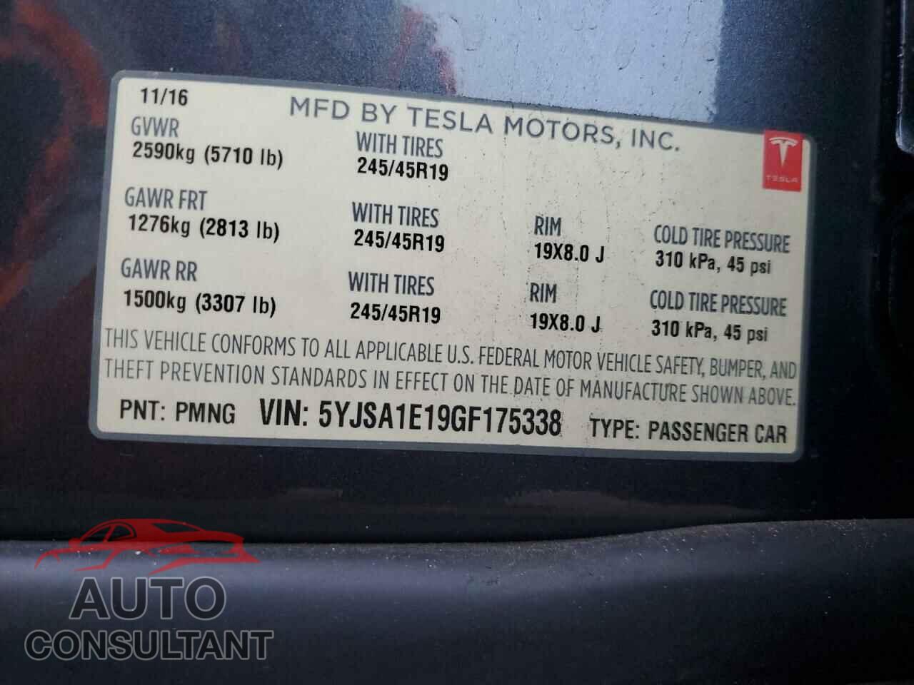 TESLA MODEL S 2016 - 5YJSA1E19GF175338