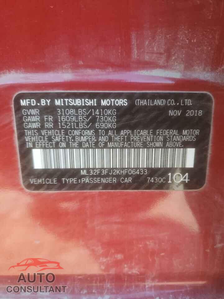 MITSUBISHI MIRAGE 2019 - ML32F3FJ2KHF06433