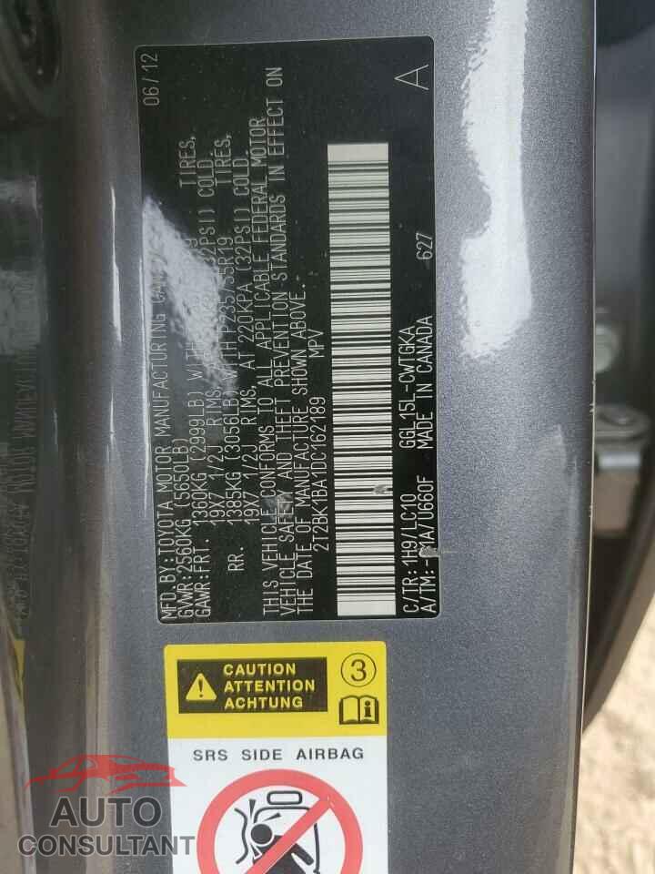 LEXUS RX350 2013 - 2T2BK1BA1DC162189