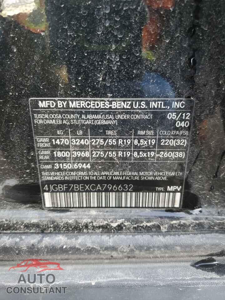 MERCEDES-BENZ GL-CLASS 2012 - 4JGBF7BEXCA796632
