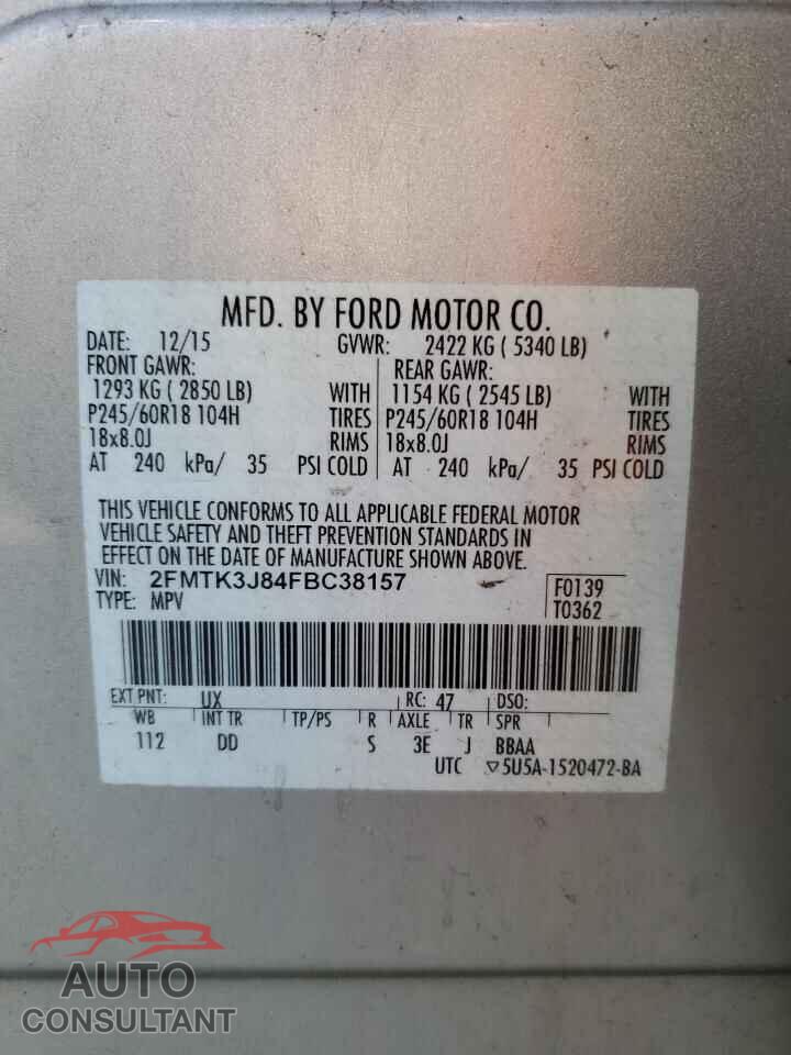 FORD EDGE 2015 - 2FMTK3J84FBC38157