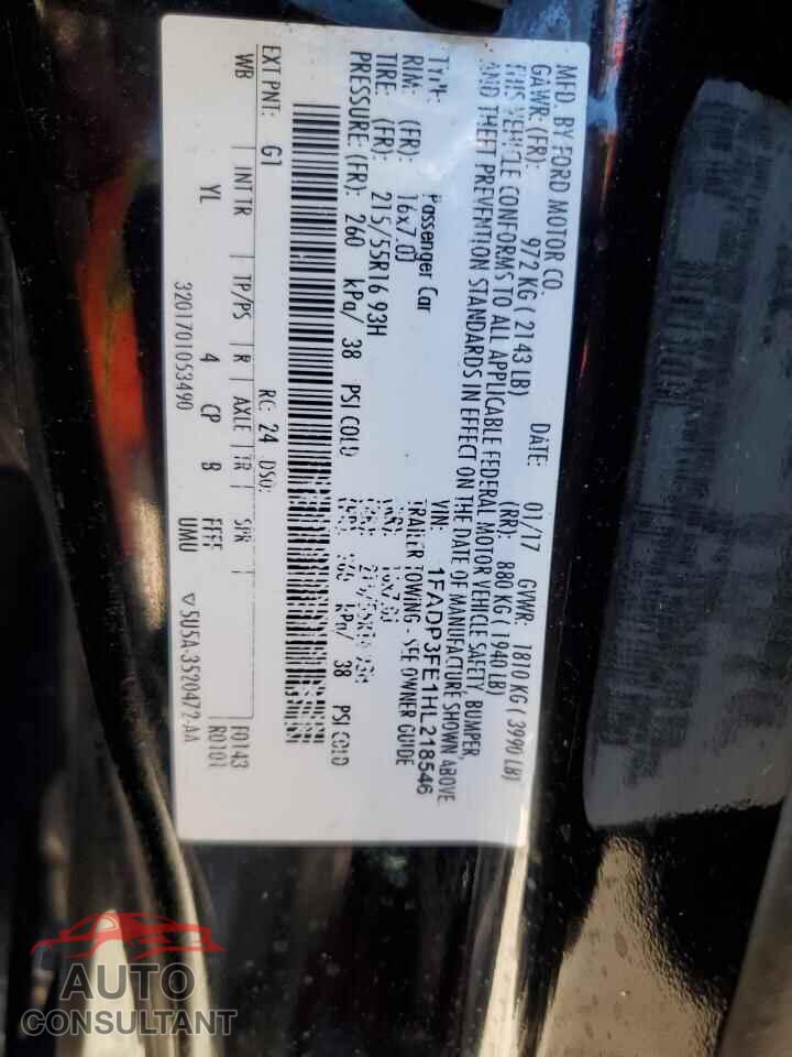 FORD FOCUS 2017 - 1FADP3FE1HL218546