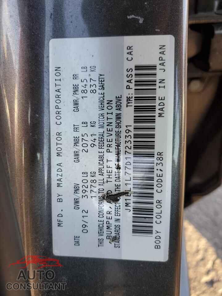 MAZDA 3 2013 - JM1BL1L77D1723391