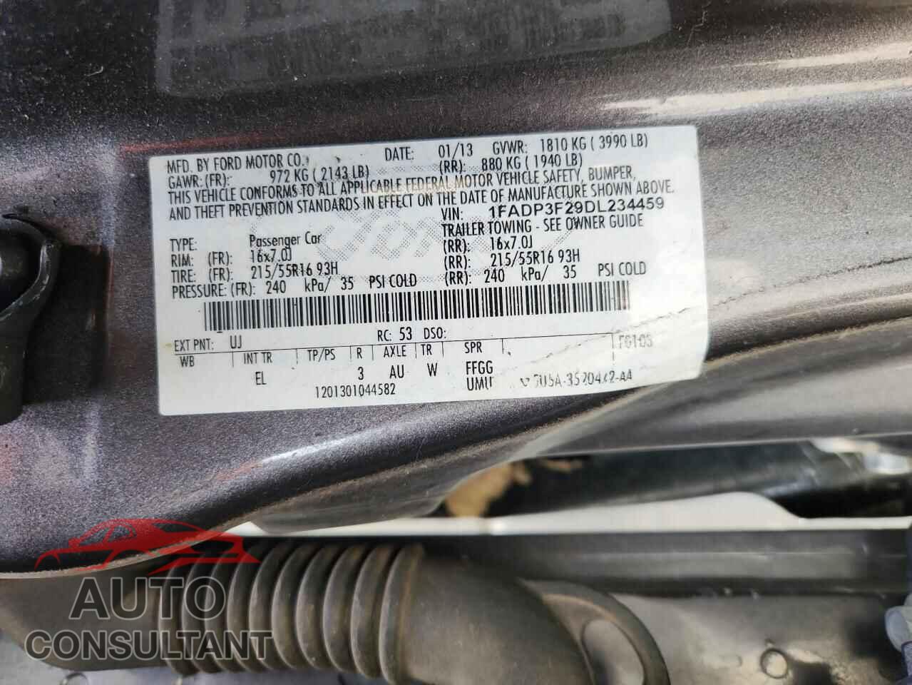 FORD FOCUS 2013 - 1FADP3F29DL234459