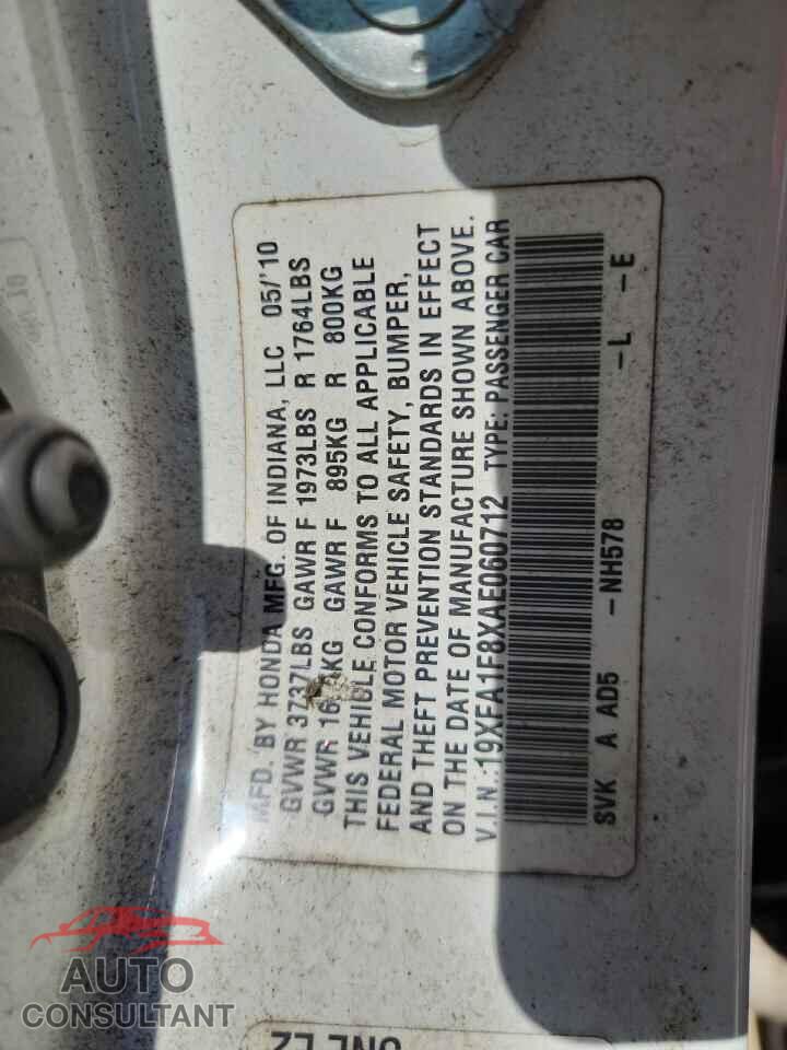 HONDA CIVIC 2010 - 19XFA1F8XAE060712