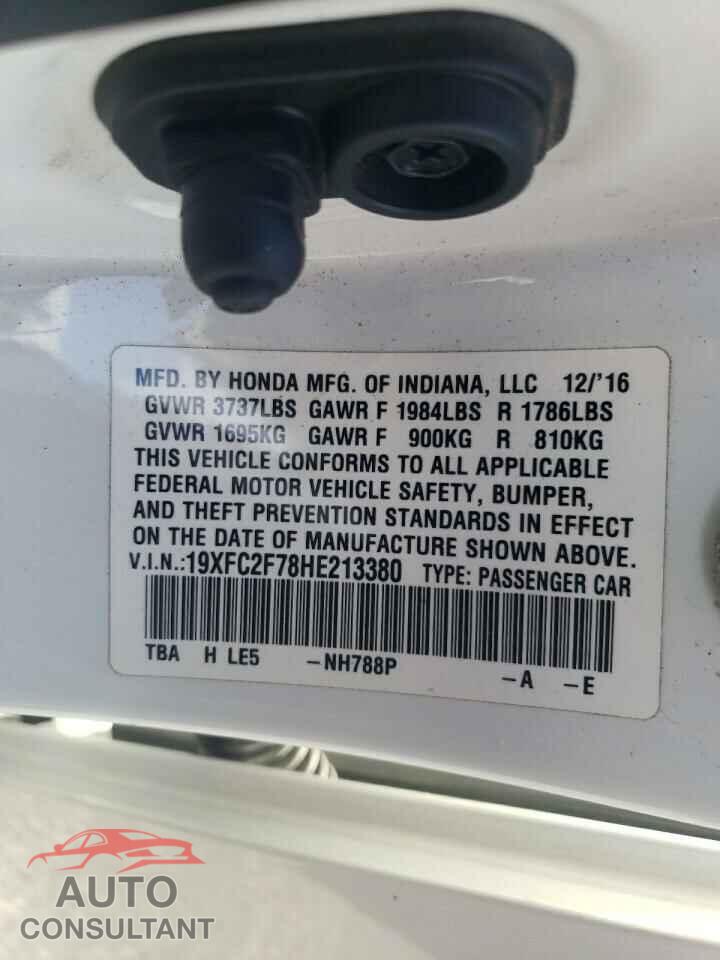 HONDA CIVIC 2017 - 19XFC2F78HE213380
