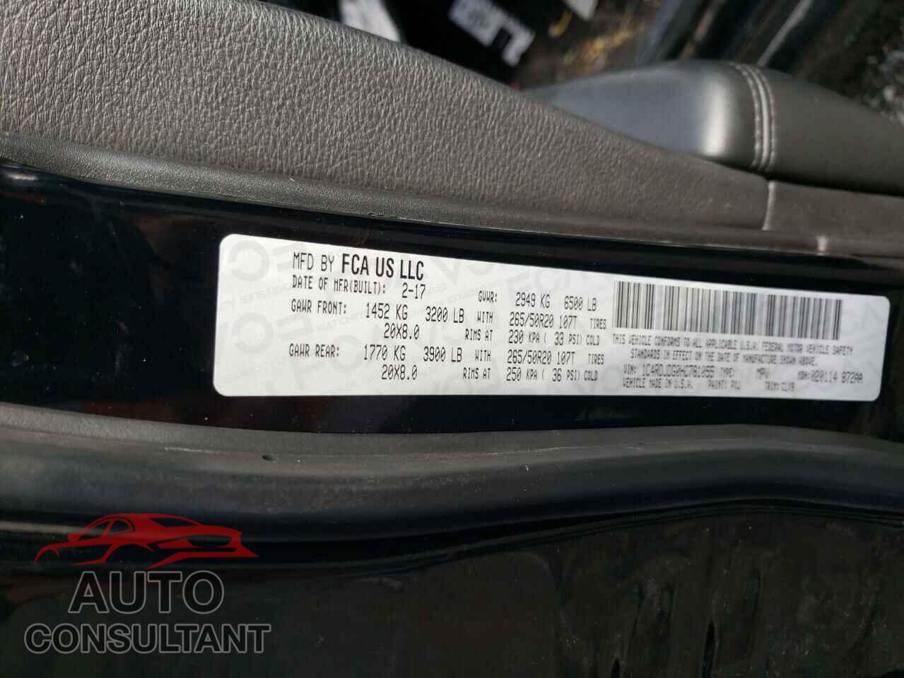 DODGE DURANGO 2017 - 1C4RDJDG0HC781055