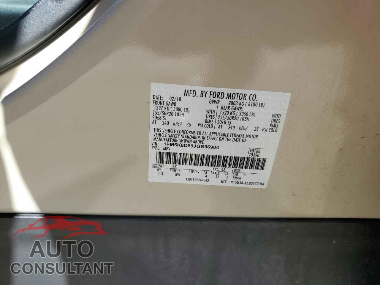 FORD EXPLORER 2018 - 1FM5K8D89JGB06904