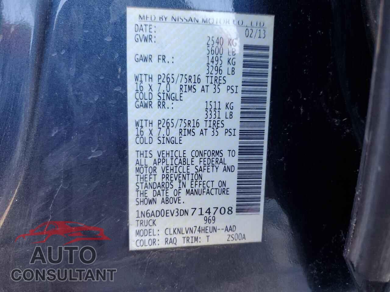 NISSAN FRONTIER 2013 - 1N6AD0EV3DN714708