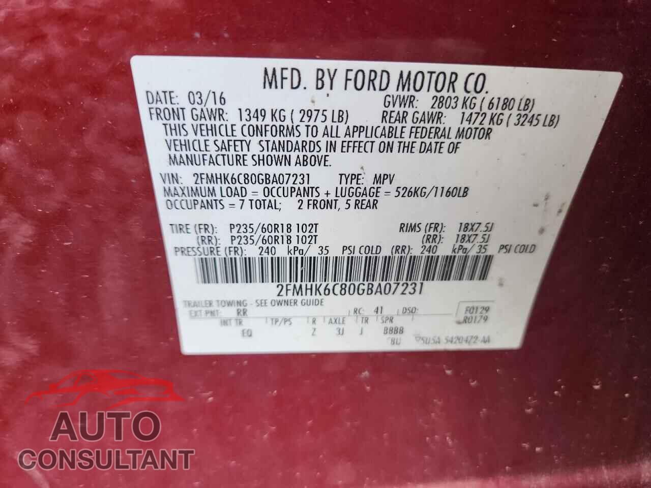 FORD FLEX 2016 - 2FMHK6C80GBA07231