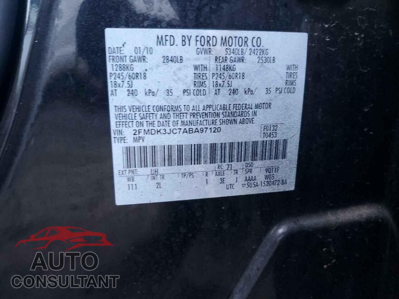 FORD EDGE 2010 - 2FMDK3JC7ABA97120