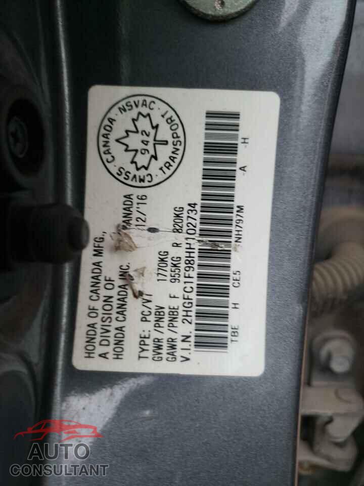 HONDA CIVIC 2017 - 2HGFC1F98HH102734