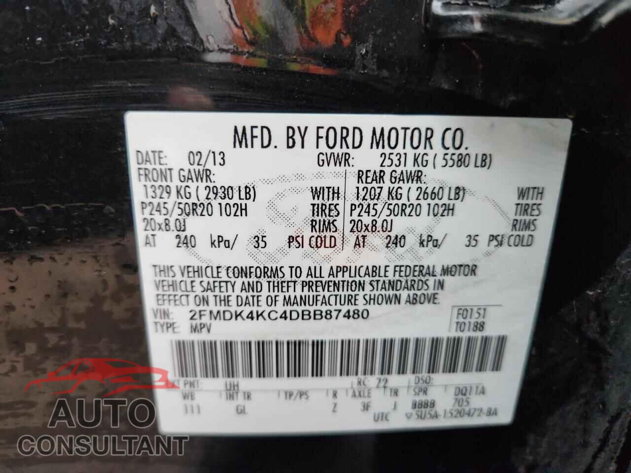 FORD EDGE 2013 - 2FMDK4KC4DBB87480