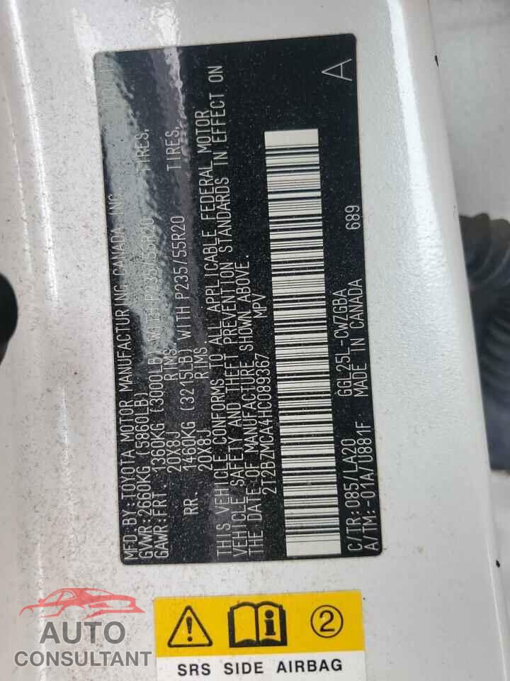 LEXUS RX350 2017 - 2T2BZMCA4HC089367