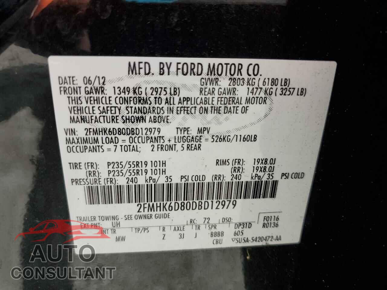 FORD FLEX 2013 - 2FMHK6D80DBD12979