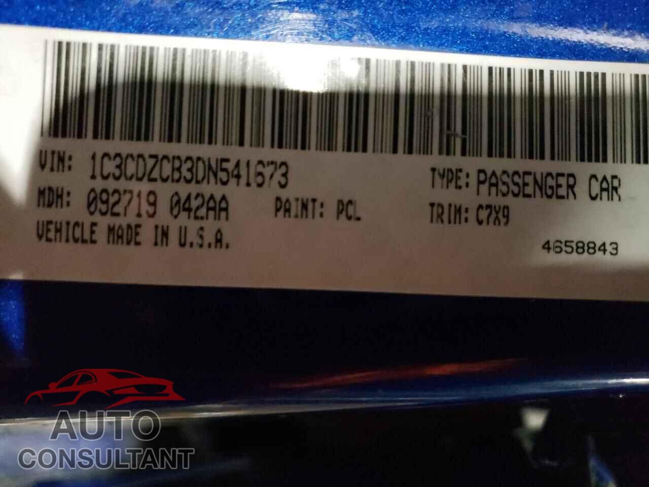 DODGE AVENGER 2013 - 1C3CDZCB3DN541673