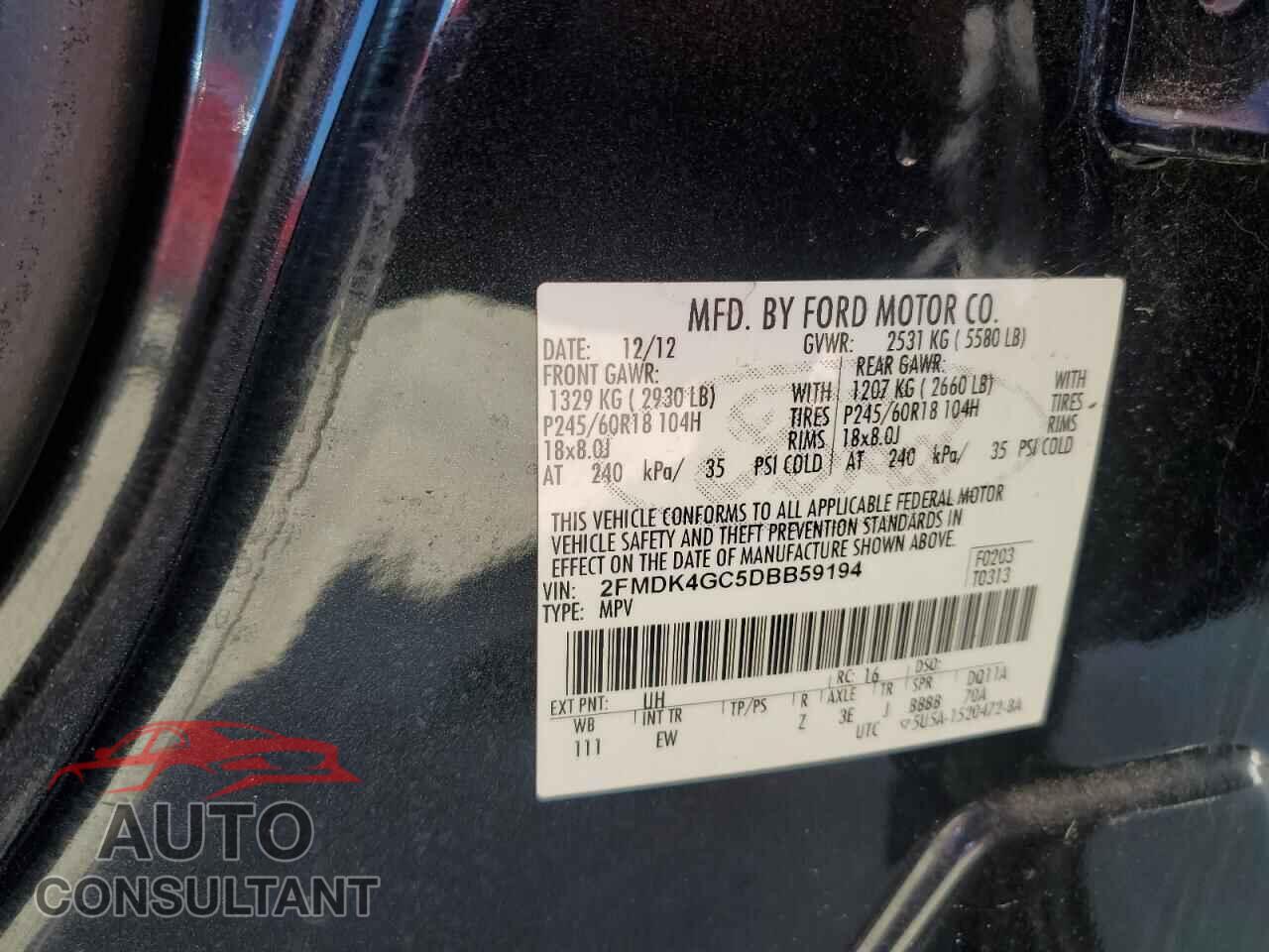FORD EDGE 2013 - 2FMDK4GC5DBB59194