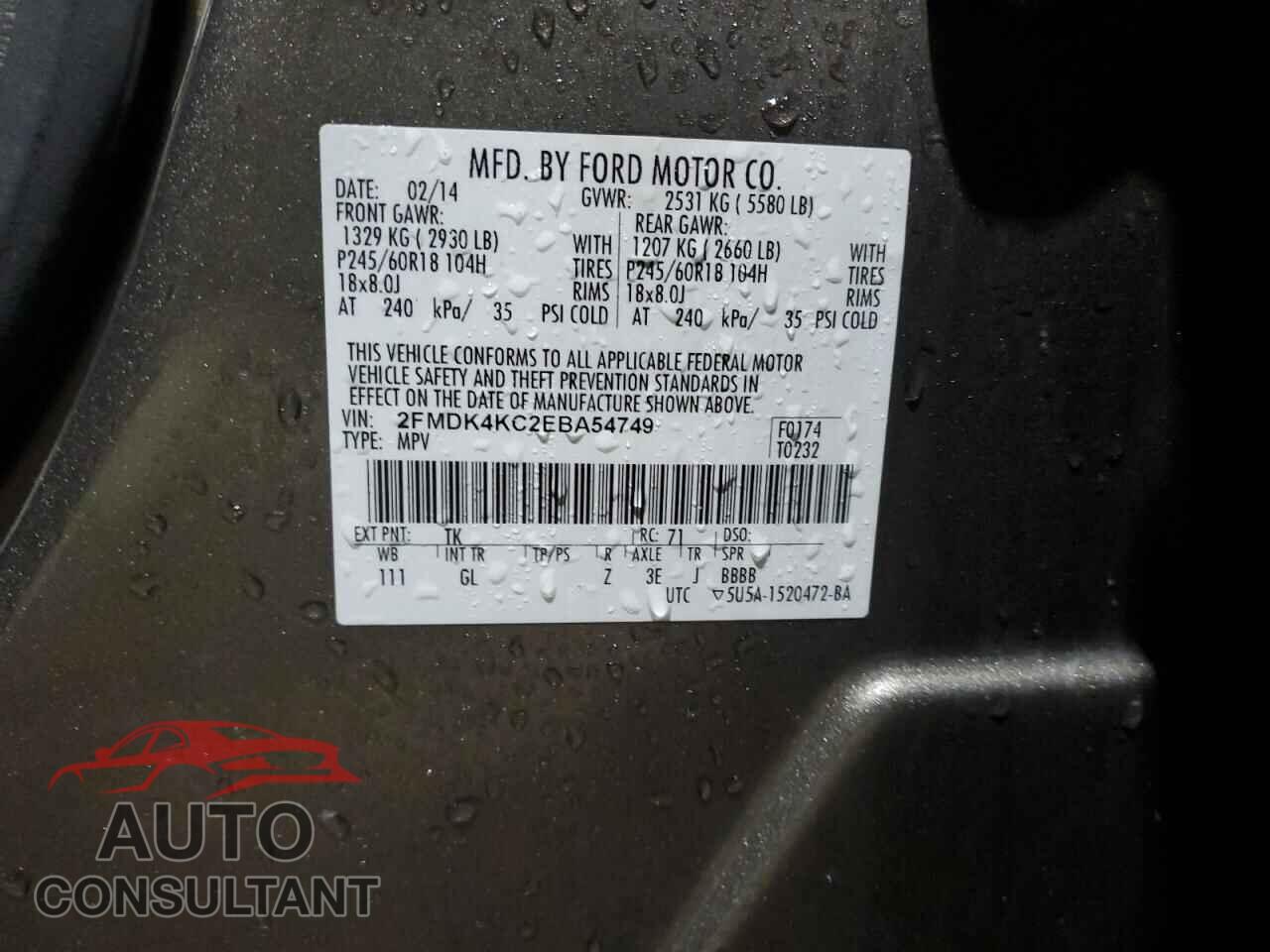 FORD EDGE 2014 - 2FMDK4KC2EBA54749