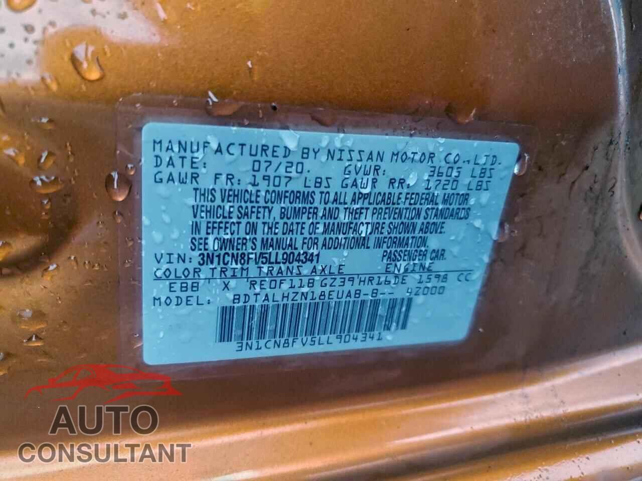 NISSAN VERSA 2020 - 3N1CN8FV5LL904341