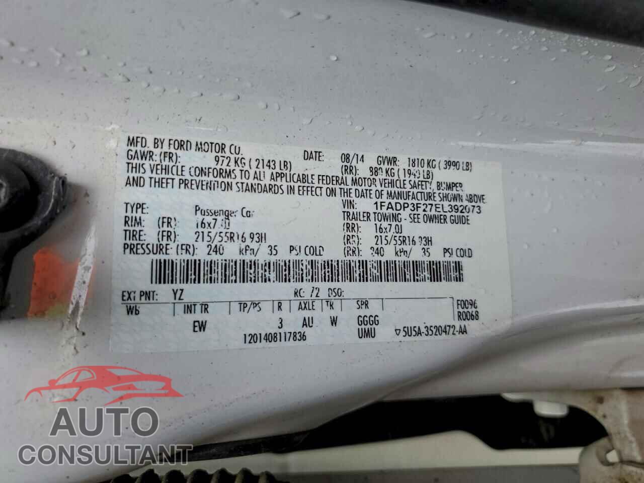 FORD FOCUS 2014 - 1FADP3F27EL392073