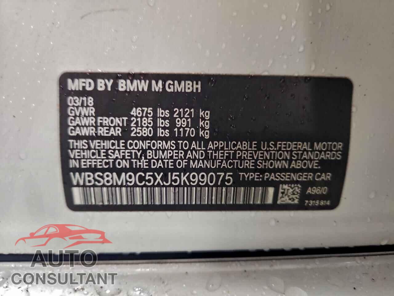 BMW M3 2018 - WBS8M9C5XJ5K99075