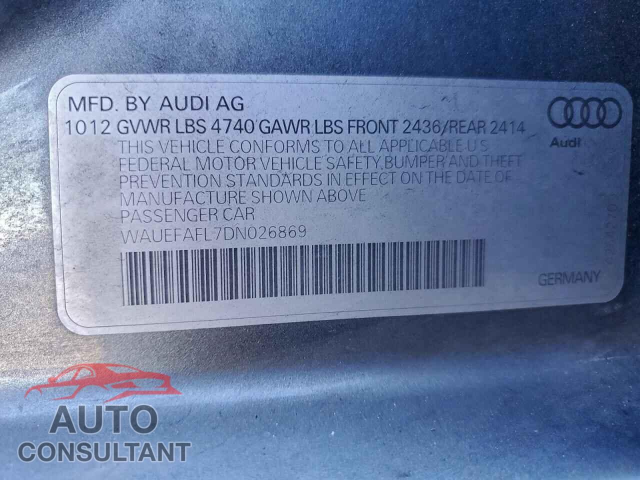 AUDI A4 2013 - WAUEFAFL7DN026869
