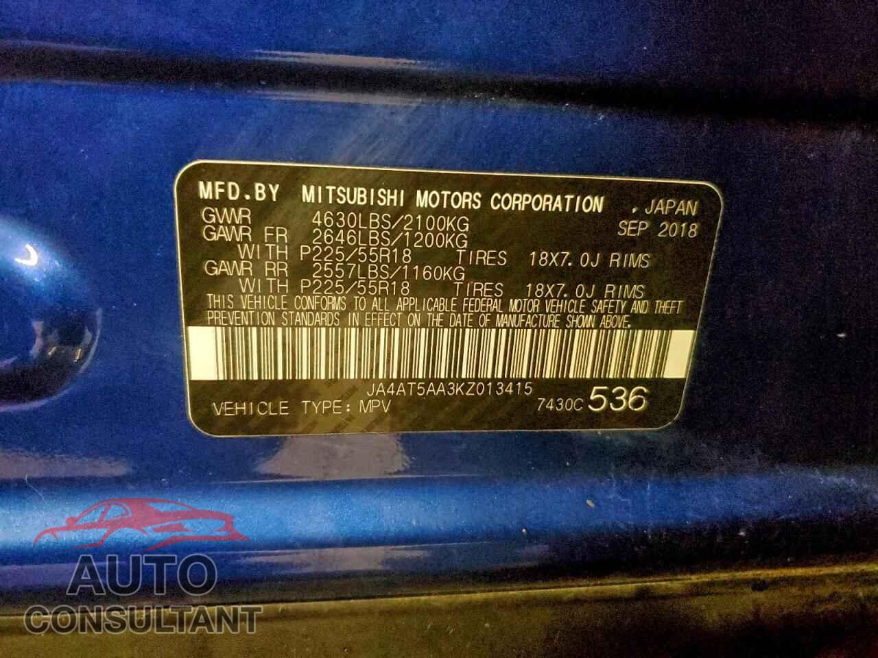 MITSUBISHI ECLIPSE 2019 - JA4AT5AA3KZ013415