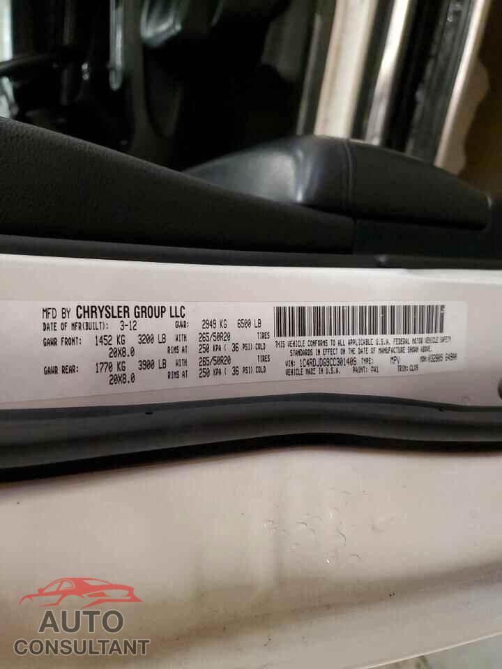 DODGE DURANGO 2012 - 1C4RDJDG9CC301409