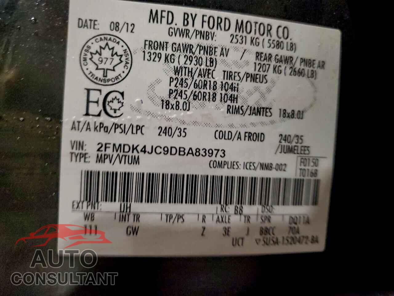 FORD EDGE 2013 - 2FMDK4JC9DBA83973