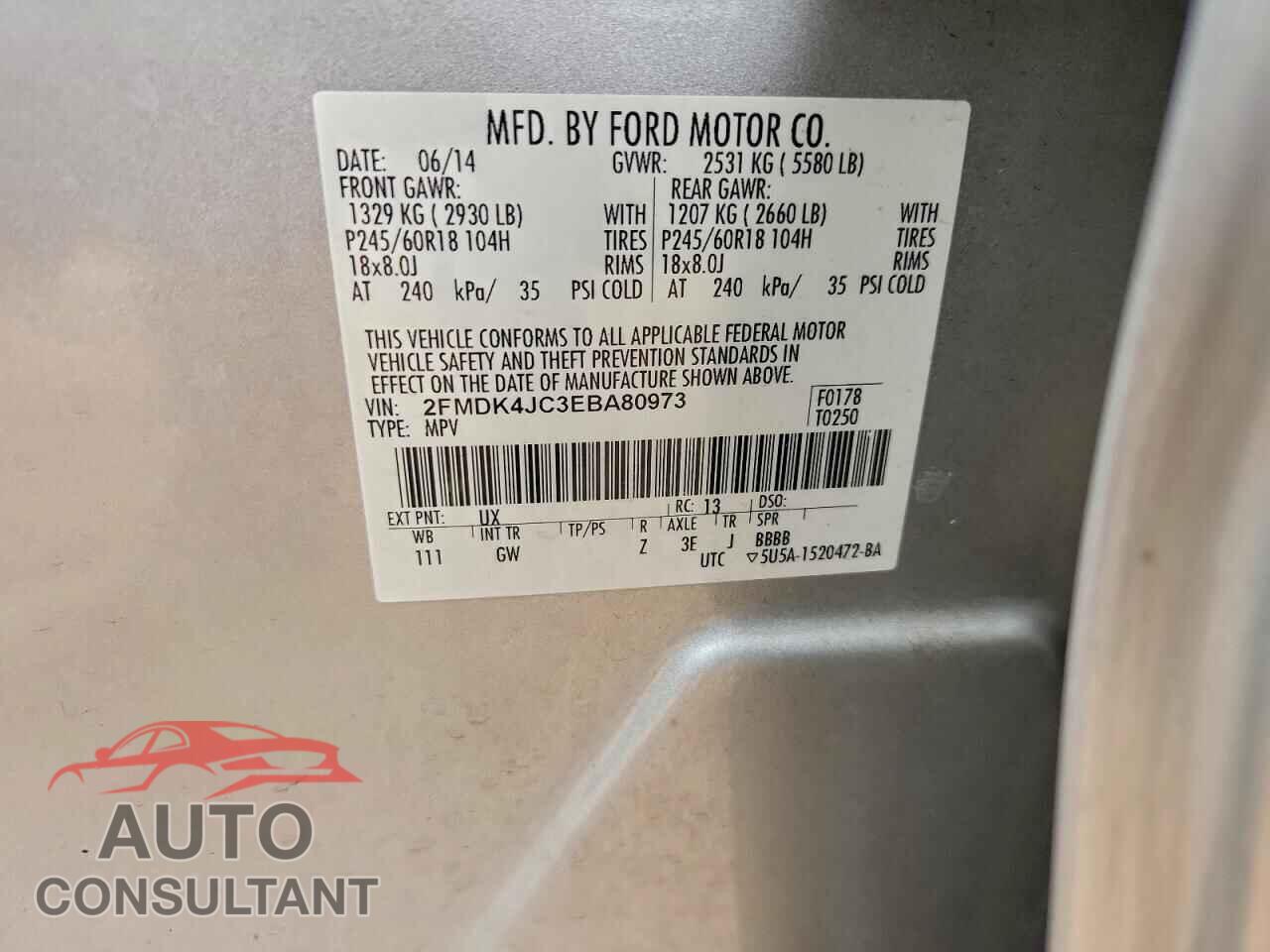 FORD EDGE 2014 - 2FMDK4JC3EBA80973