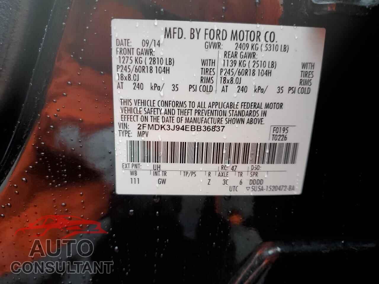 FORD EDGE 2014 - 2FMDK3J94EBB36837
