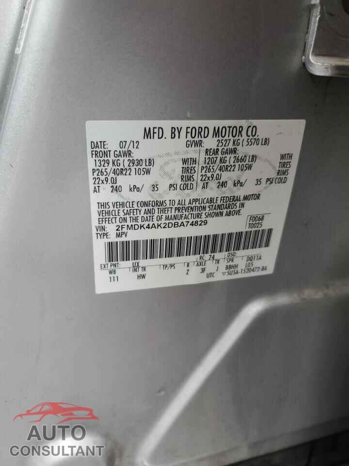 FORD EDGE 2013 - 2FMDK4AK2DBA74829